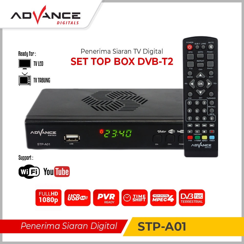 Advance Set Top Box TV Digital Penerima Siaran Digital Receiver Full HD STPA01 Garansi 1 Tahun