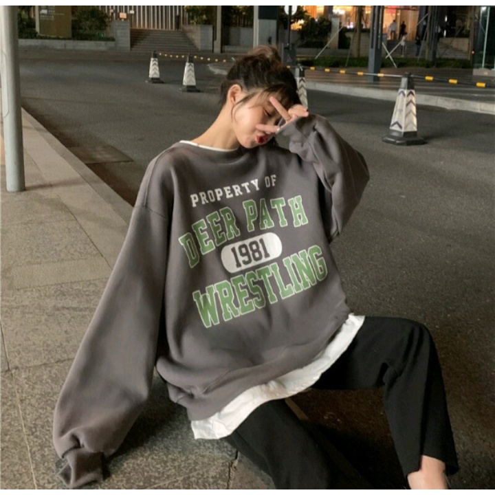 DEER PATH 1981 SWEATER PRIA WANITA ATASAN CREWNECK OBLONG FASHION KOREAN