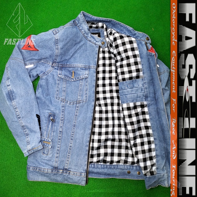 JAKET JEANS PREMIUM FREE PROTECTOR BIKER KEREN DENIM HIGH QUALITY TEBAL