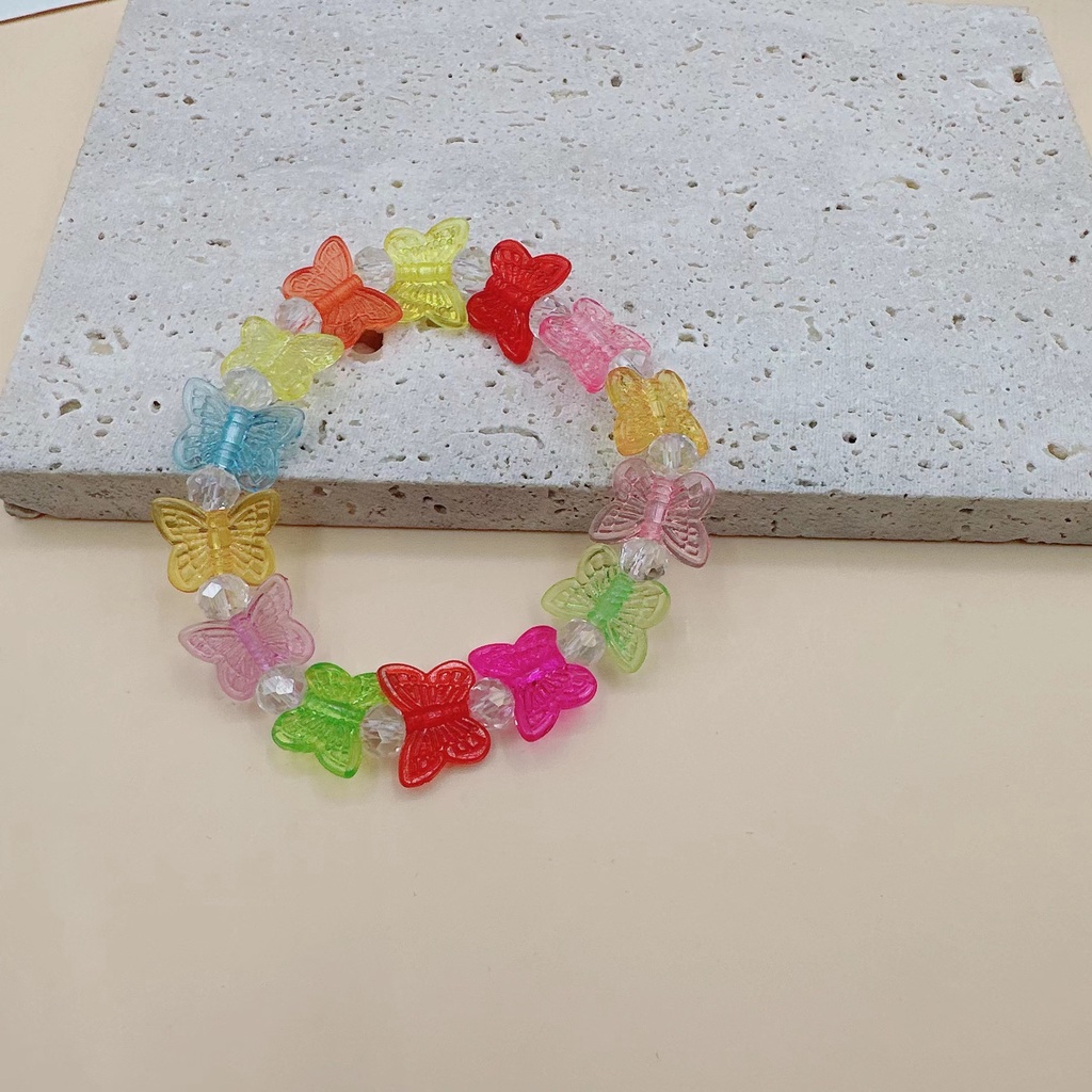 Gelang Kupu-Kupu Beruang Warna-Warni Candy Color Gummy Resin Bear Bracelet