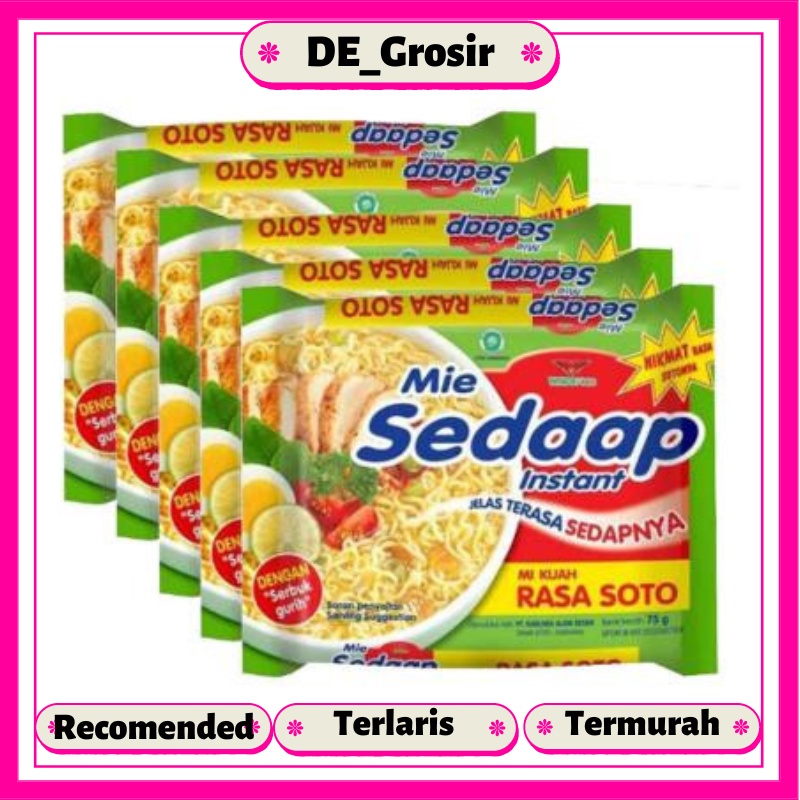 

Sedaap Mie Instan Kuah Rasa Soto 75gr Dapat 5 Pcs / Mi Sedap Soto