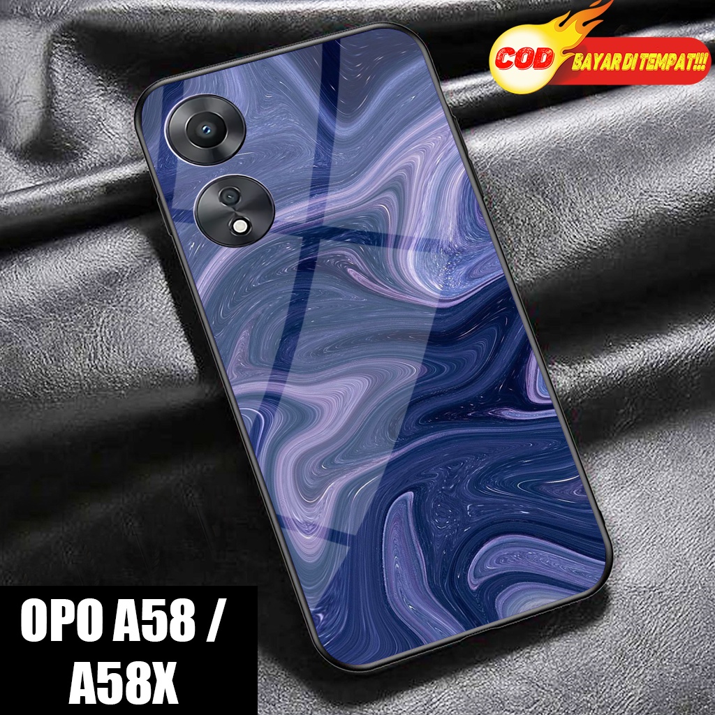 Case Glosy OPPO A58 5G - MARBLE -Hardcase Glossy 2D -OPPO A58X- Silikon OPO A78 -Softcase OPO A95- K