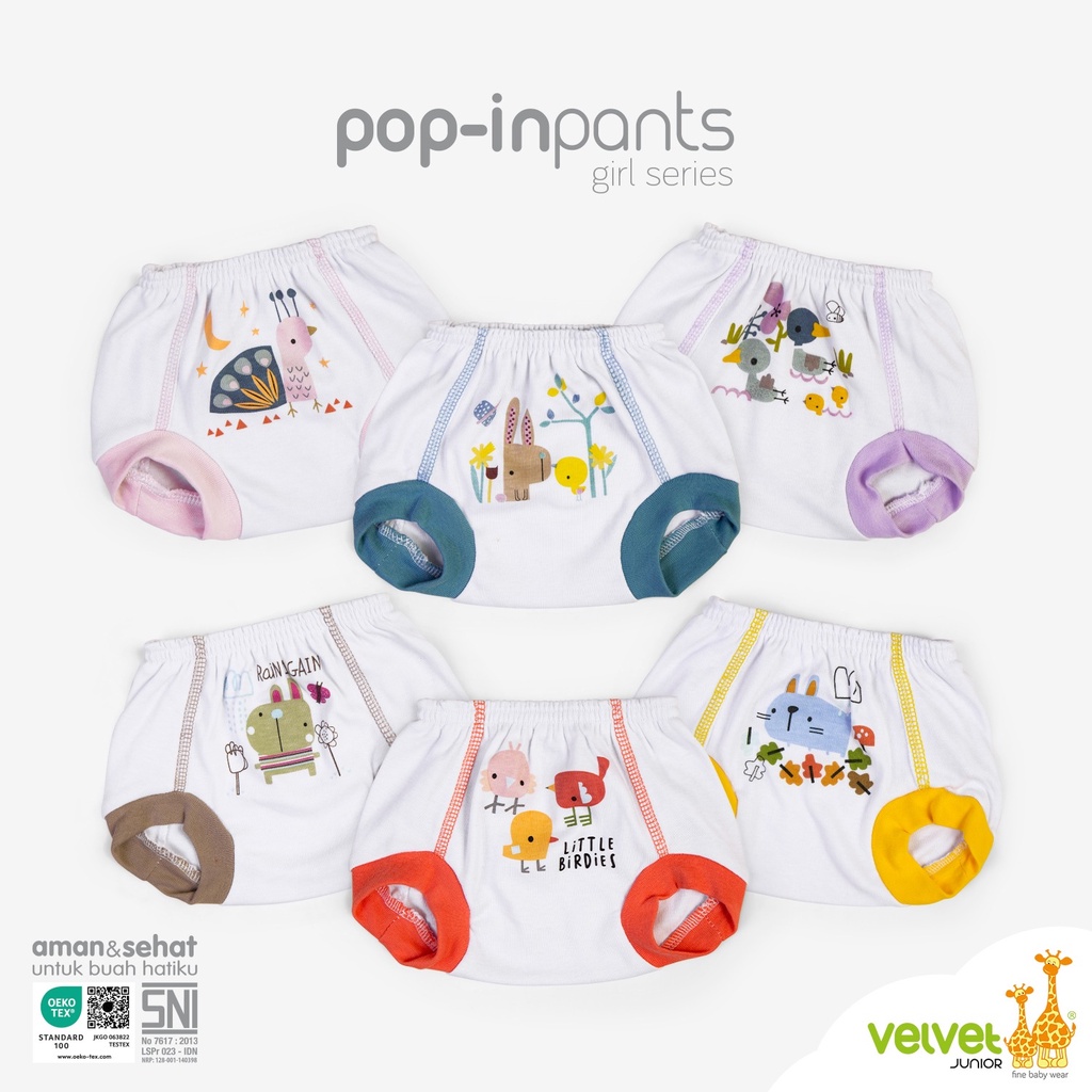 [0-12bln] VELVET 3pcs/6pcs Celana Pop Bayi Print Monoprint (0-12bln)