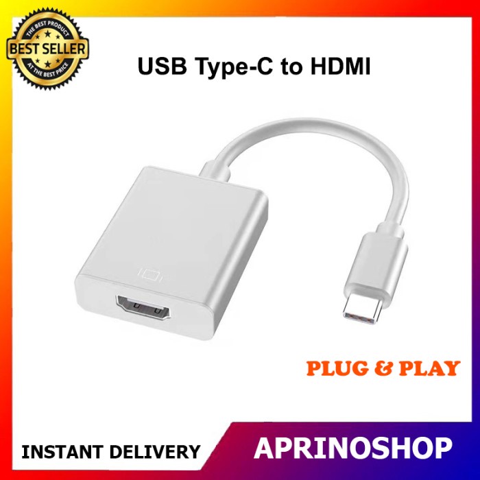 Kabel USB Type C to HDMI Converter Adapter Kabel Tipe C to HDMI