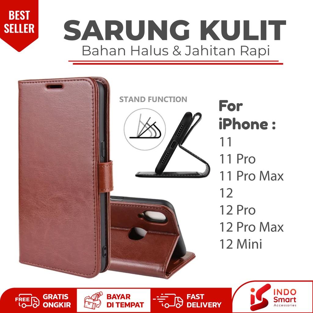 Case iPhone 11 Pro 12 Pro / iPhone 11 Pro Max 12 Pro Max 12 Mini / Leather Wallet Case Dompet Sarung
