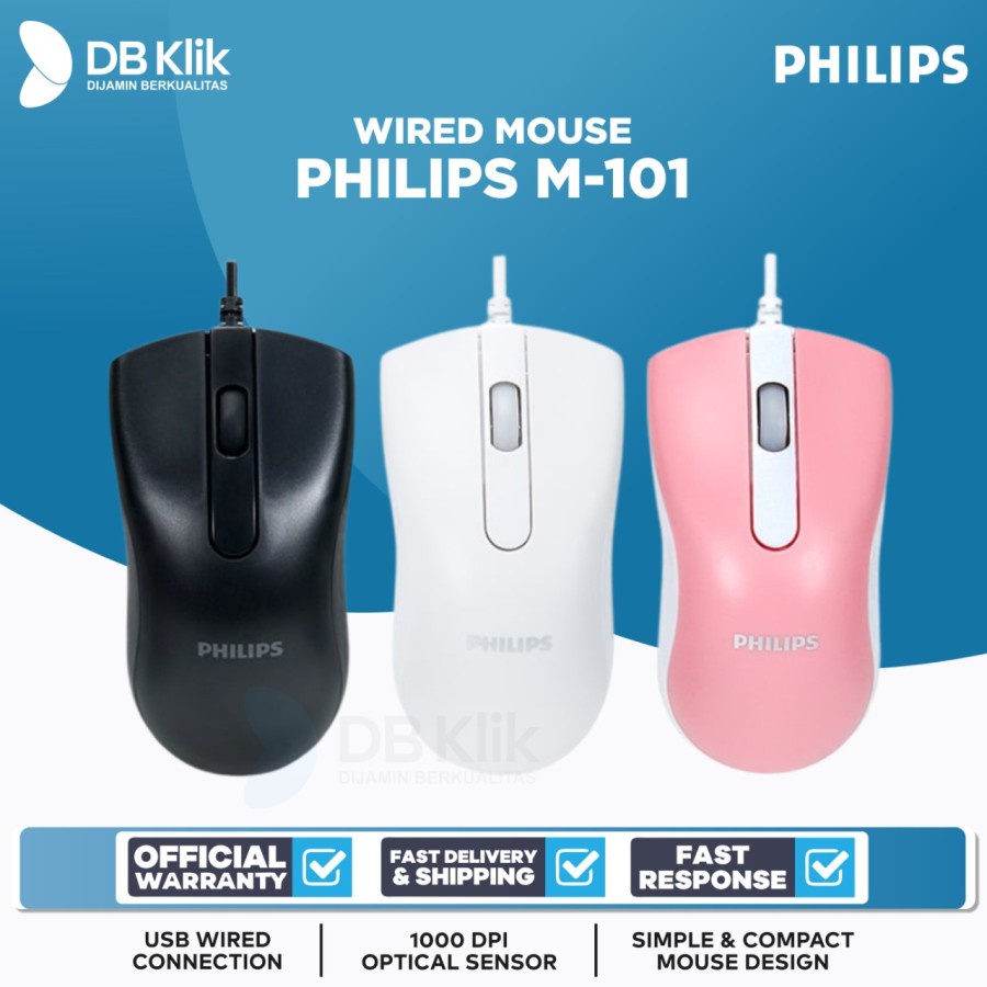 Mouse Philips M-101 Wired USB 1000DPI Ergonomic Design - PHILIPS M101