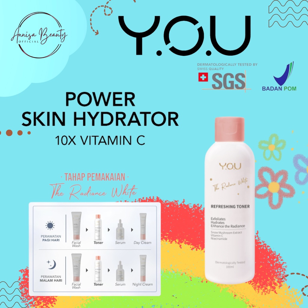 [BPOM][100%ORI&amp;READY]YOU Radiance White Essential Toner 100ml [Menenangkan, Menghidrasi &amp; Regenerasi Kulit] | Hydrate Toner