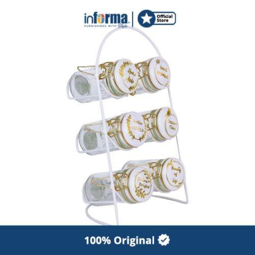 Informa Hedley Set 6 Pcs Tempat Bumbu Dapur Dengan Rak - Gold