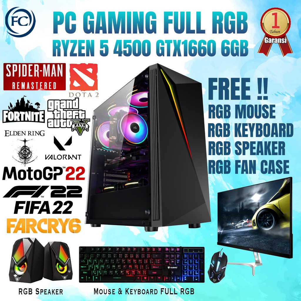 PC GAMING RYZEN 5 4500 16GB DDR4 GTX 1660 SUPER 6GB  DESIGN LIVESTREAMING