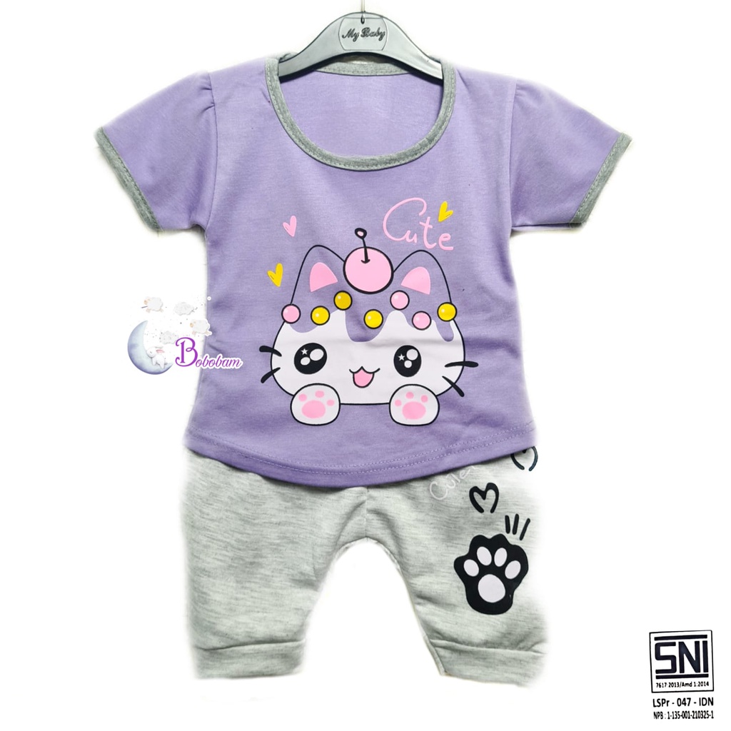 BOBOBAM  BAJU BAYI PEREMPUAN SETELAN ANAK CEWE LUCU STELAN CEWEK 6 12 BULAN IMUT CANTIK KUCING