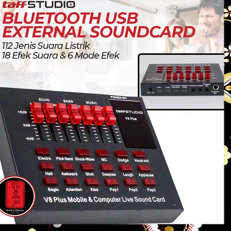 New Sale Soundcard V8 Plus Bluetooth Live Mixer Broadcast Audio USB External / soundcard v8 TaffSTUD