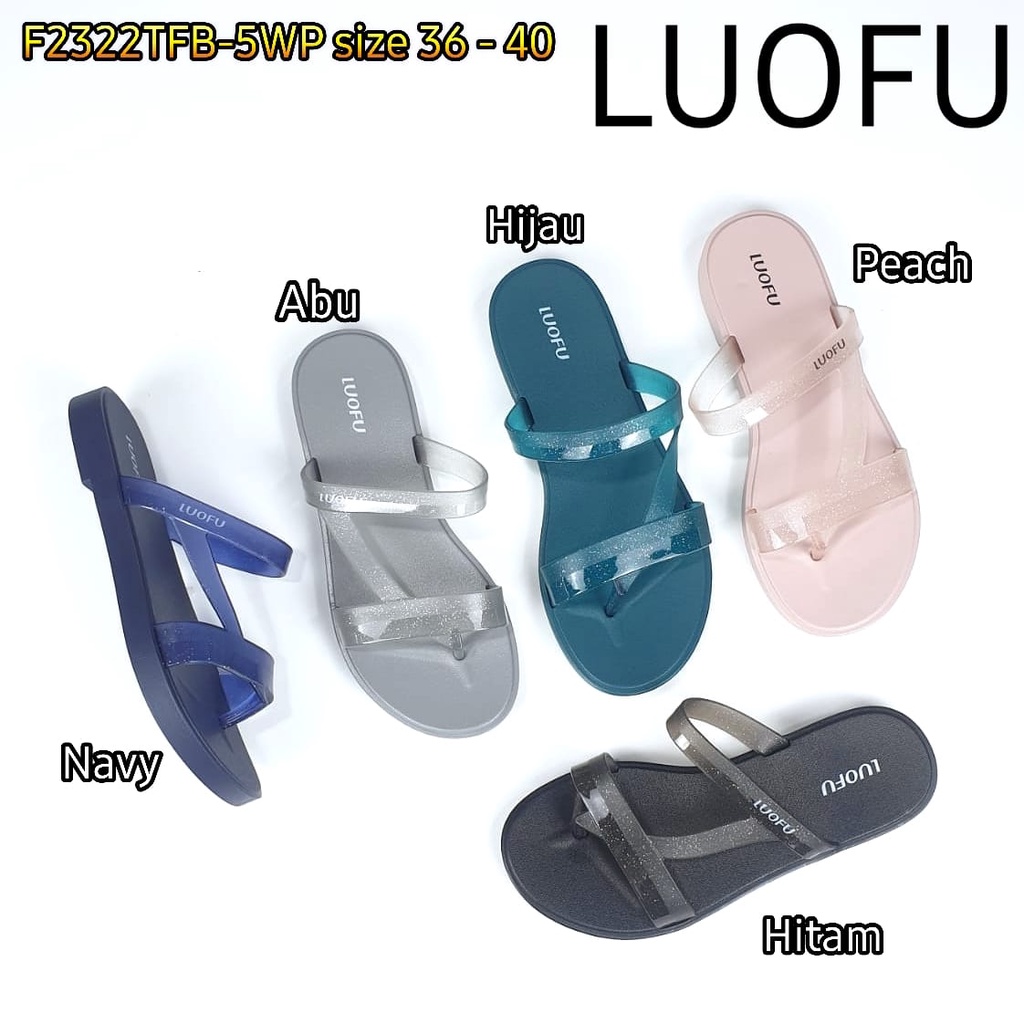 LUOFU ORIGINAL jelly sandal karet murah empuk jepit import sendal wanita F2322TFB-5WP