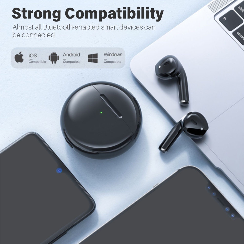 Pro6 TWS headset bluetooth full bass original Nirkabel Earphone Bluetooth 5.0 Earbud Tahan Air denga