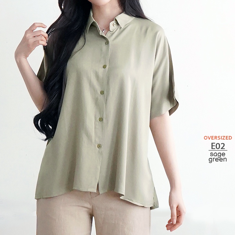 ARENA - Kemeja Oversize Wanita / Atasan Kerja Polos / Casual Blouse