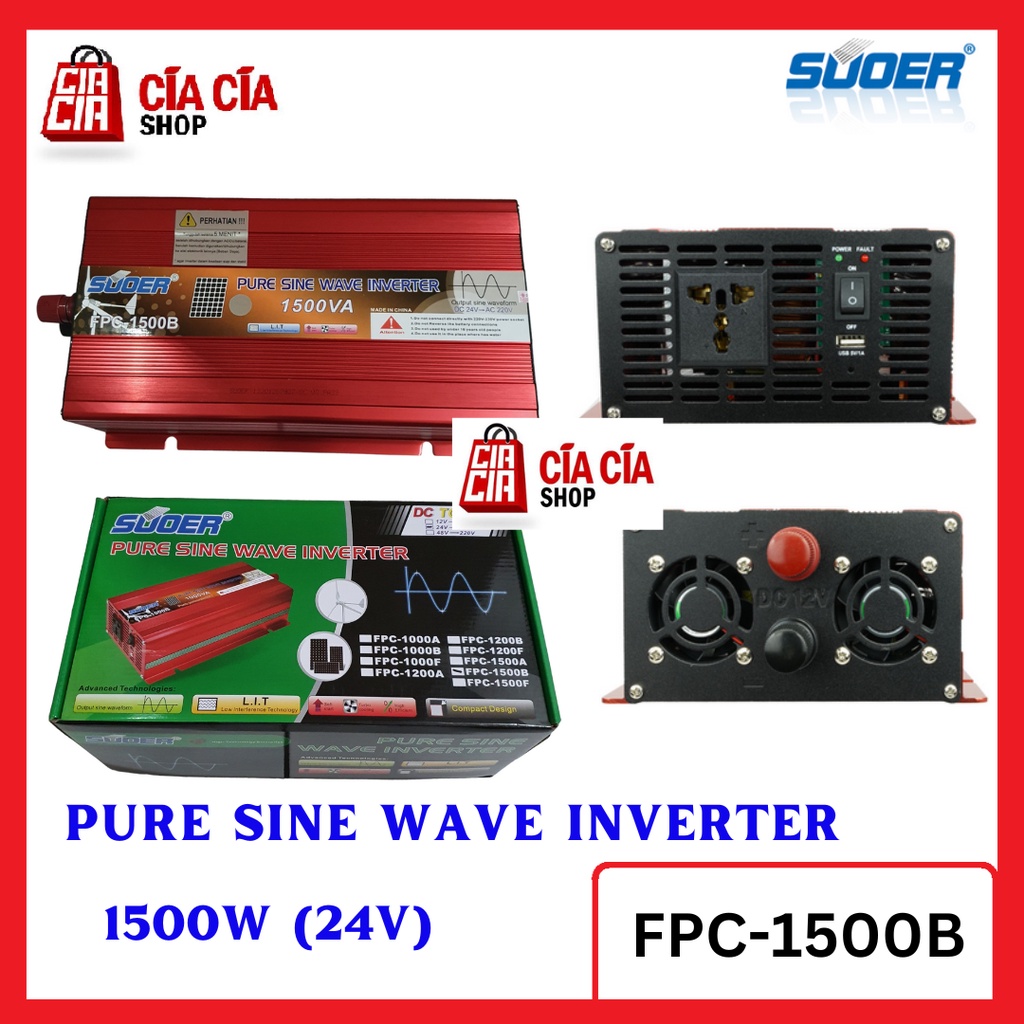 Suoer Pure Sine Wave Inverter 1500 Watt PSW Inverter 1500w 24V FPC-1500B Inverter Sinus Murni 24 V