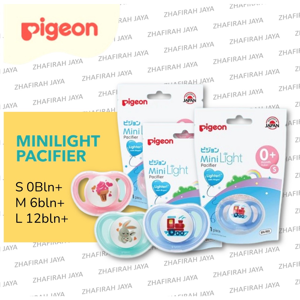 Empeng Pigeon Minilight Pacifier 0bln+ 6bln+ 12bln+ | PIGEON Minilight Pacifier S M L Hijau Pink Biru