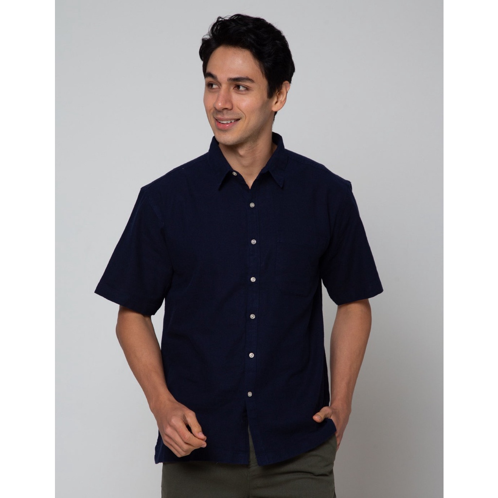 Scotch Kemeja Polos Linen Pendek Pria 113810815