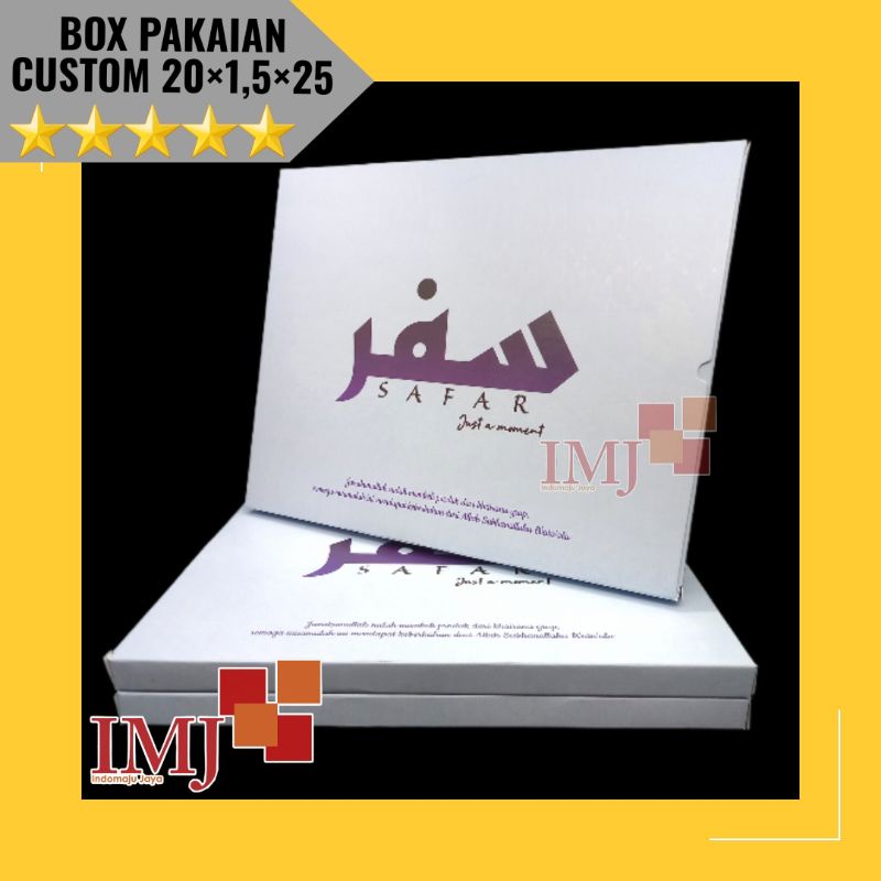 BOX PAKAIAN CUSTOM 25x1,5x20 KARDUS PAKAIAN CUSTOM DUS BAJU 25×1,5×20 CUSTOM