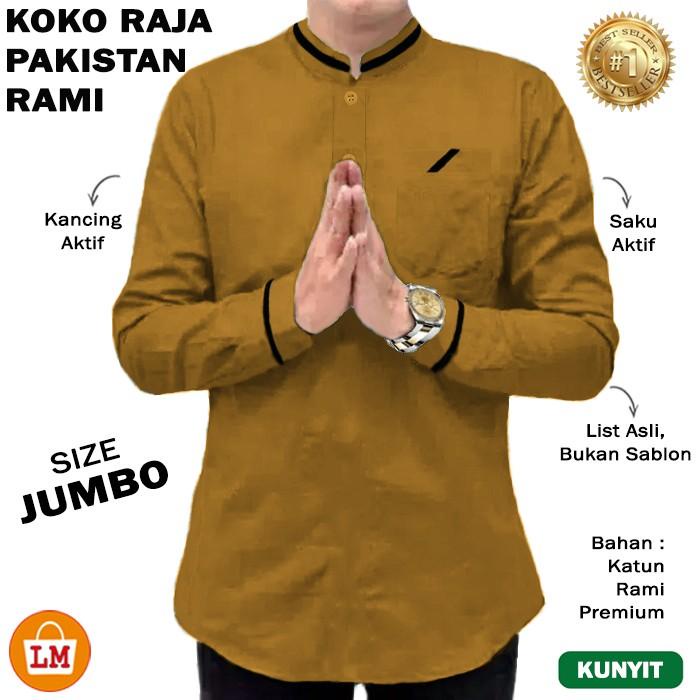 LM 27751 Baju Pria Lengan Panjang KOKO RAJA PAKISTAN RAMI Size JUMBO