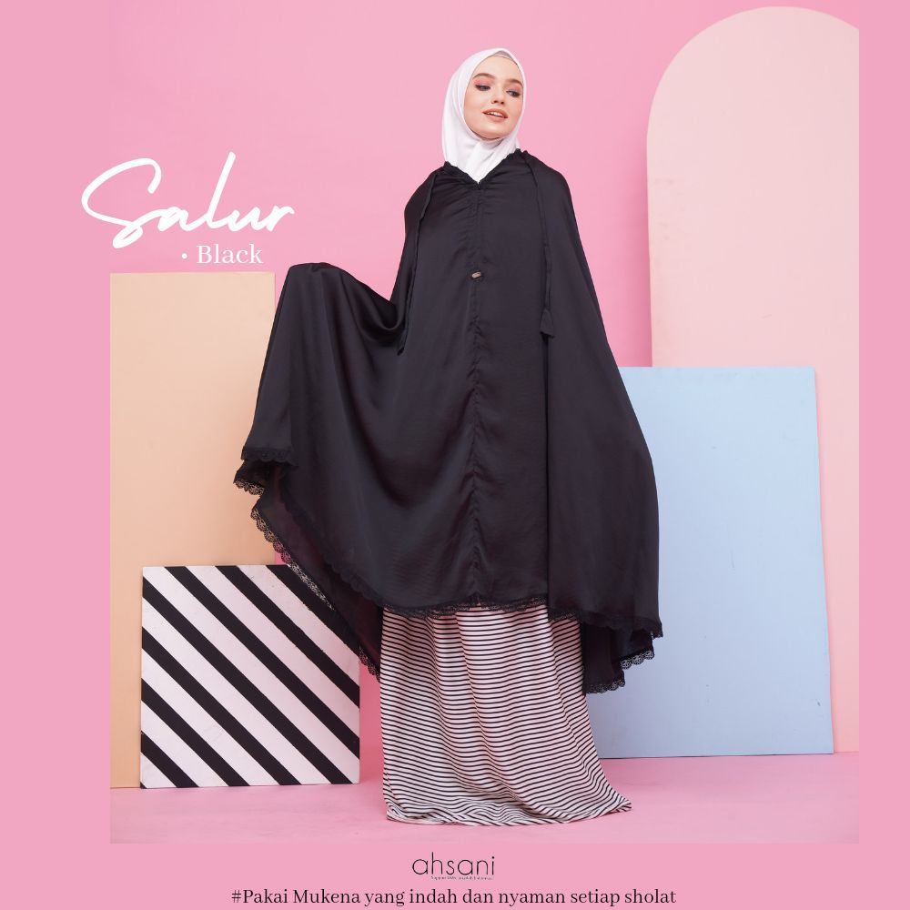 Mukena Ahsani 2in1 Salur Bahan Zara Silk Premium Lembut Adem Nyaman Size Jumbo