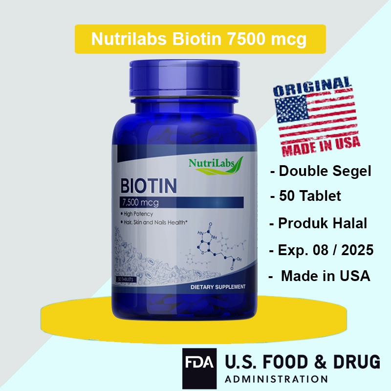 Biotin 7500 mcg Nutrilabs Puritan Puritan's Pride Made In USA 100% Original !