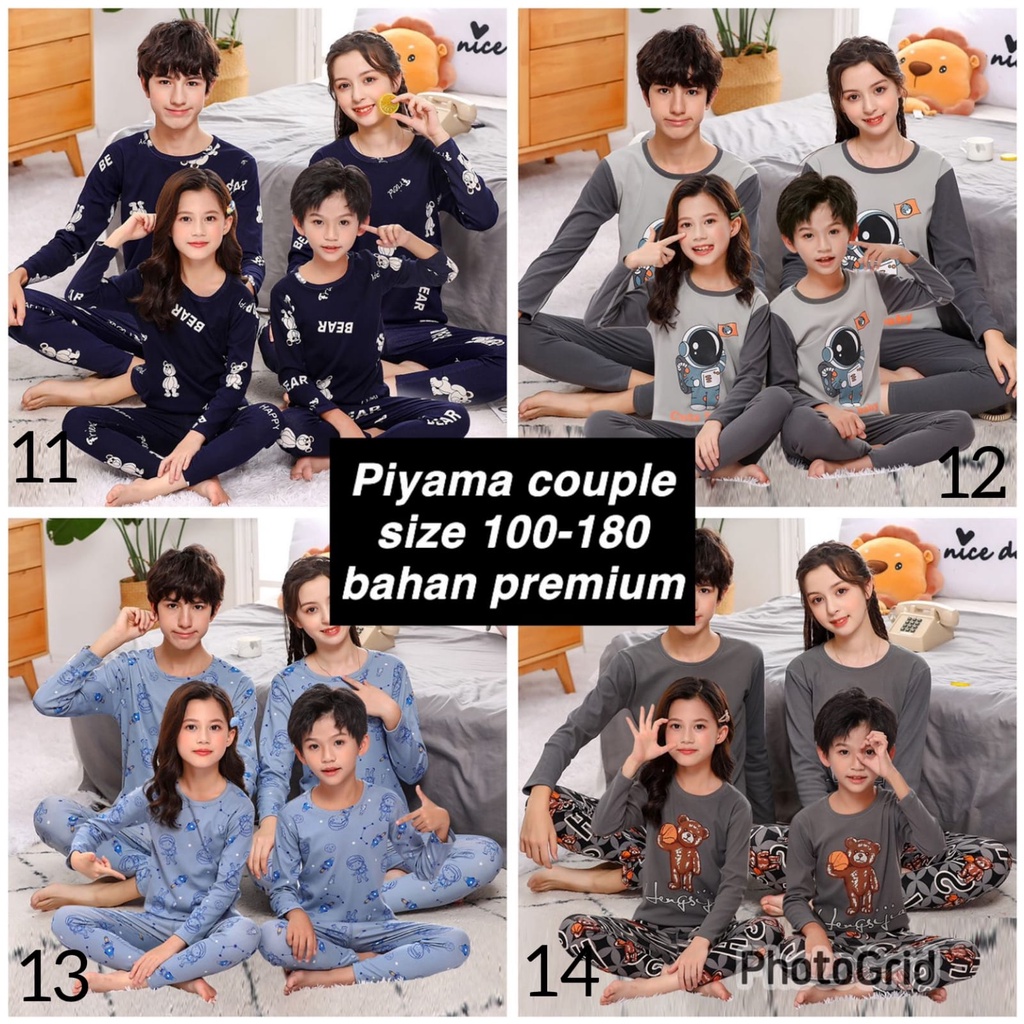 (LOLI-JKT) PIYAMA COUPLE SET PAKAIAN TIDUR ANAK-ANAK  TANGGUNG SIZE 100-180