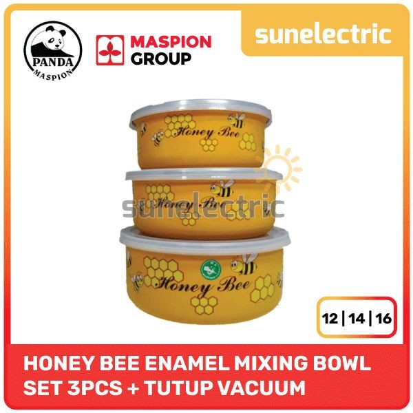 Rantang Maspion Ena Honey Bee Mixing Bowl Enamel Set 3 Susun Mangkuk / Rantang