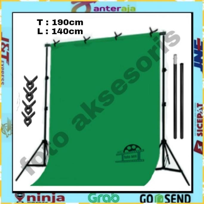 GREEN SCREEN 200X160CM + STAND 200X200CM LENGKAP DENGAN PENJEPIT [COD]