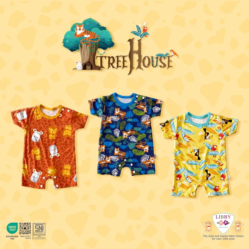 Libby Baju Kodok Segiempat  - Tree House Series (isi 3Pcs) Jumper Segiempat