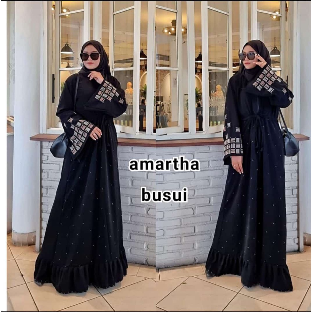 promo abaya dubai bordir terbaru-amartha busui-gamis hitam kekinia