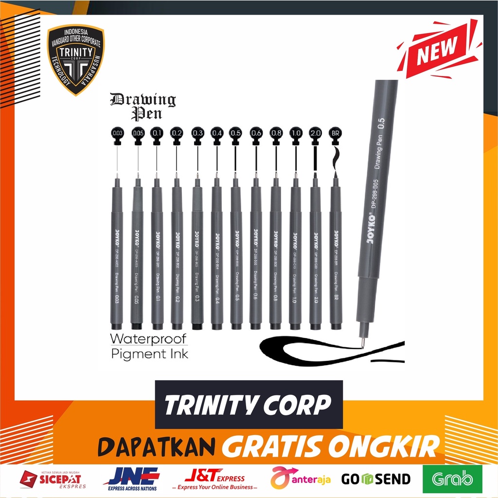 

Drawing Pen Pena Gambar Joyko DP-298 1 Pcs Waterproof Pigment Ink Per Pcs
