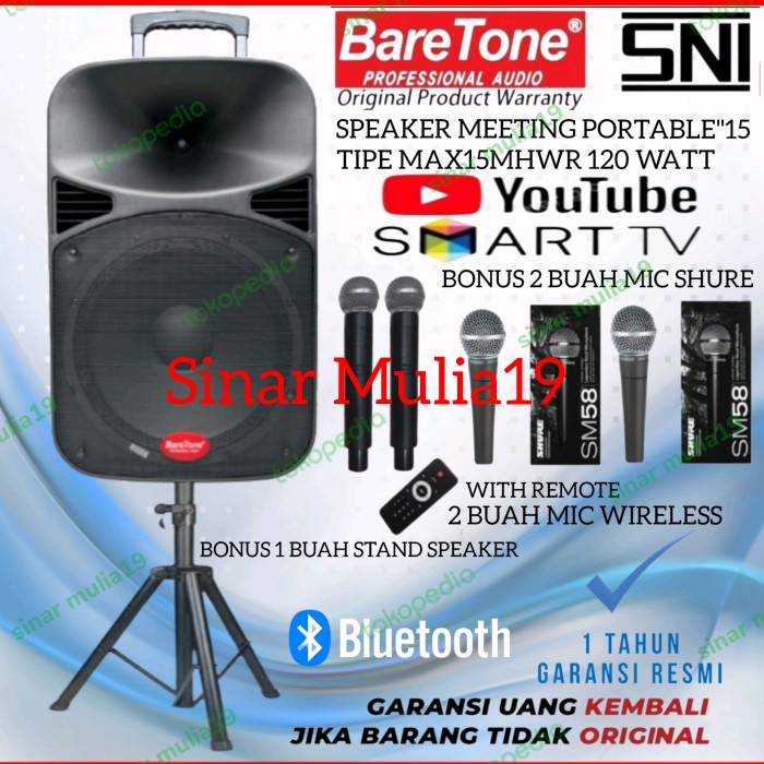 Sound Baretone Max15Mhwr Speaker Aktif Portable 15 Inch Kualitas Terbaik
