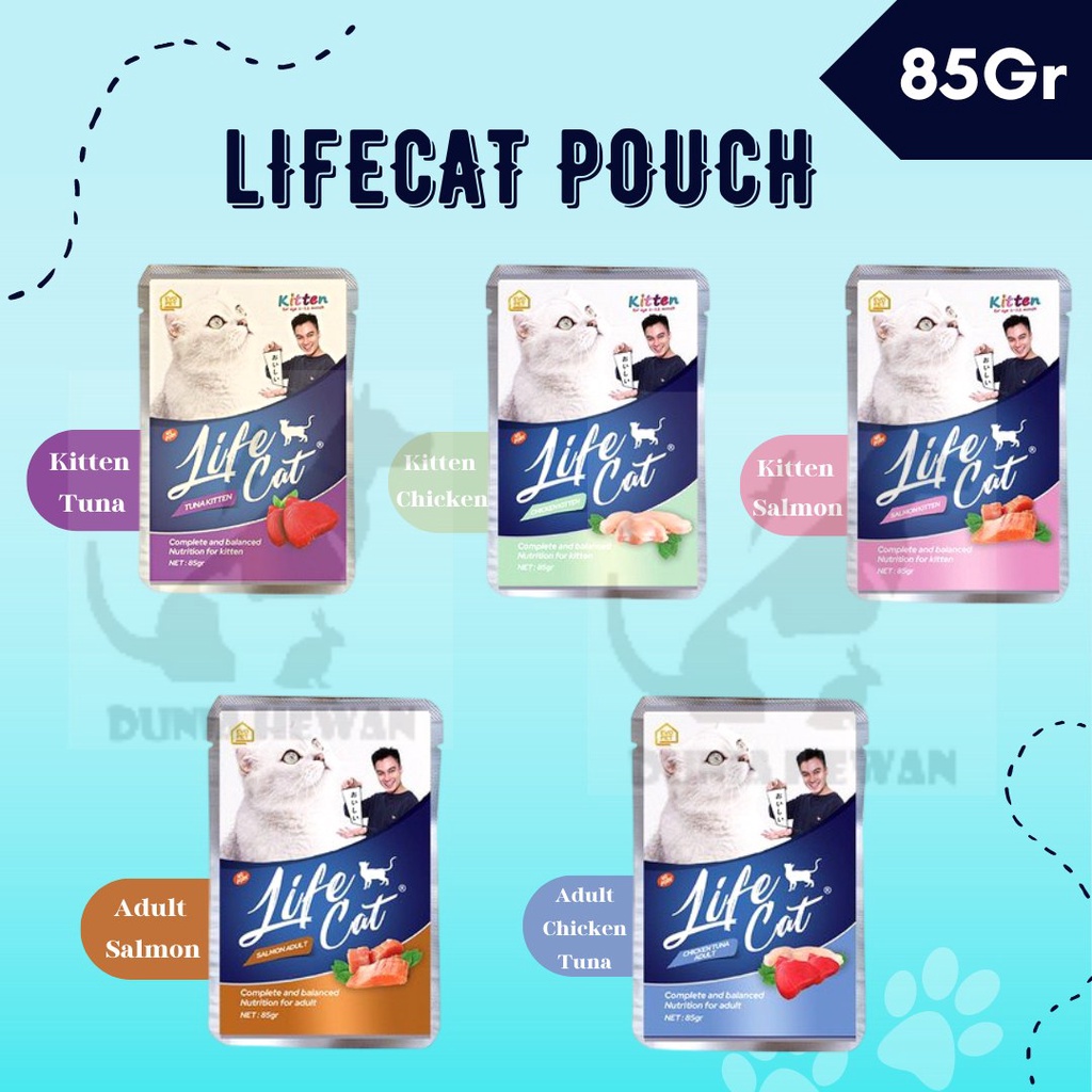 MAKANAN KUCING BASAH Lifecat Life Cat Pouch/saset 85G 85 G 85GR 85 GR PER DUS/BOX/BOKS