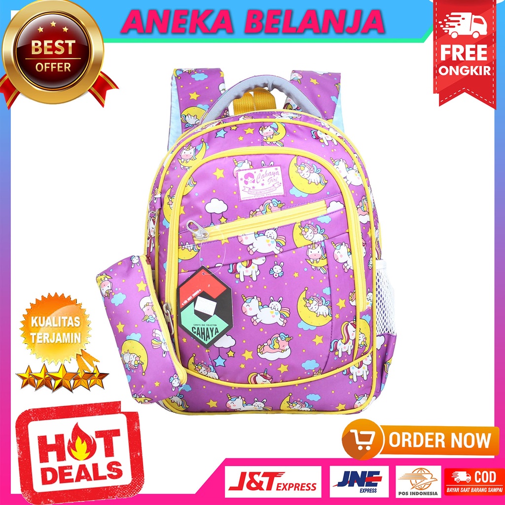 New Arrival Tas Ransel Sekolah Anak Perempuan Cahaya Pony Bulan Warna Ungu Backpack Anak Cewek Premium Lucu Imut Keren Multifungsi Paud TK SD Bahan Awet Tebal Harga Termurah Berkualitas