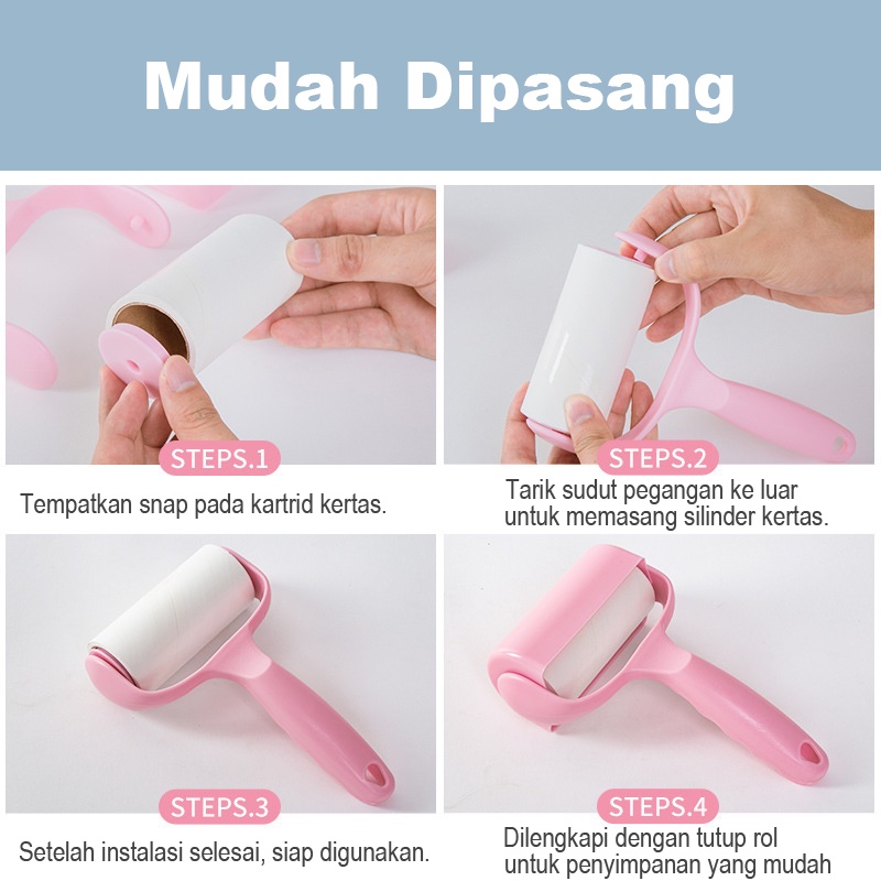 Rol Pembersih Debu Dan Bulu Alat Roller Perlengket Bulu Kucing Pakaian Baju Refill Rol Roll Sticky