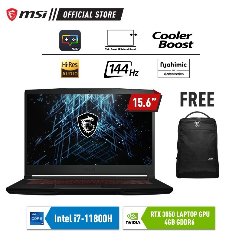 Laptop MSI KATANA GF63 11UC 1200ID 15.6&quot; 144HZ -i7-11800H -RTX3050 4GB