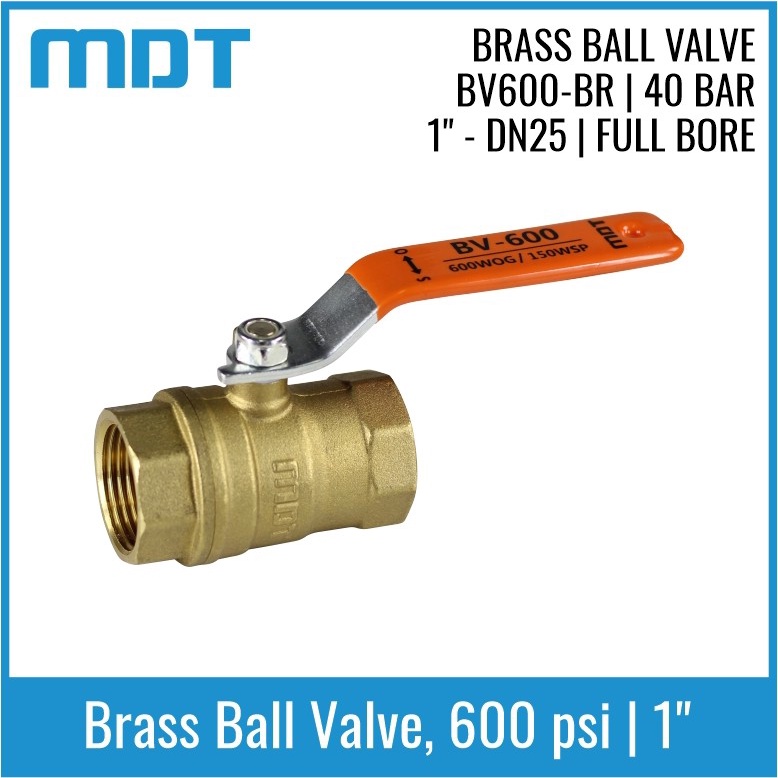 MDT | BV600-BR | Ball Valve, Brass, Full Bore, 1"