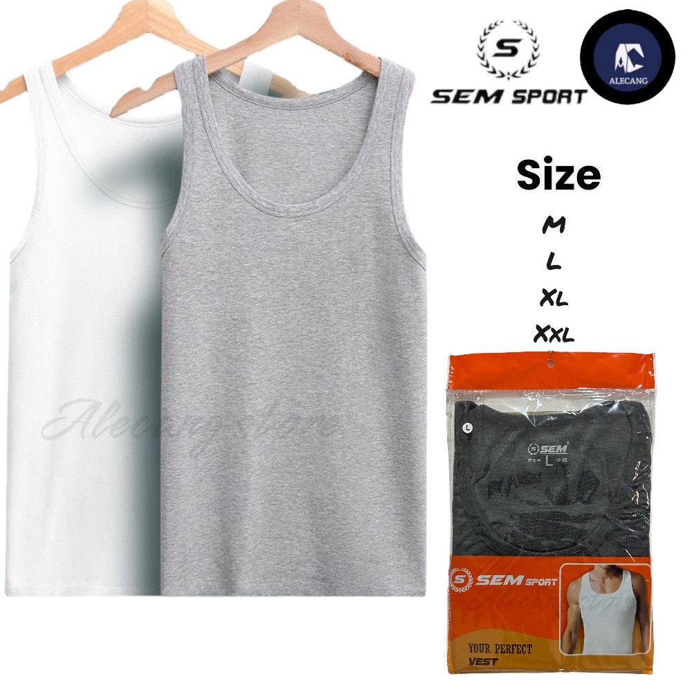 Kaos Putungan SEM Sport SM67 Singlet Pria Dewasa Tanpa Lengan Bahan Katun ( Size M - XXL )