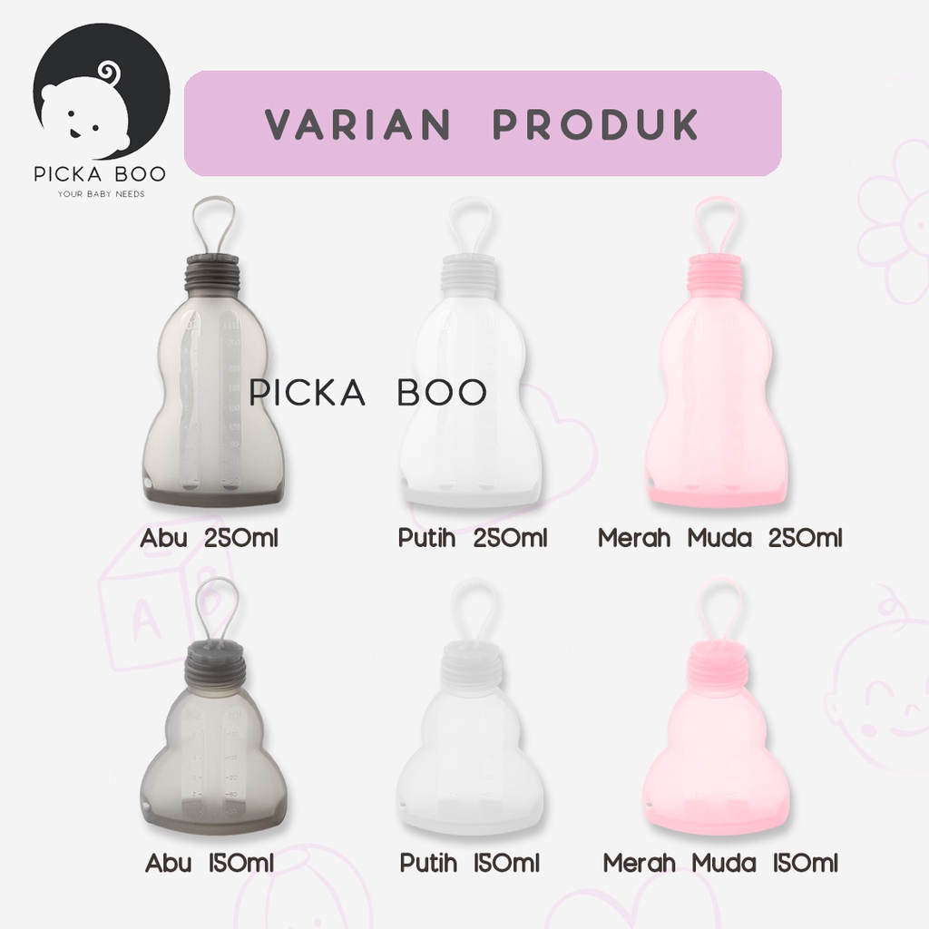 PICKA BOO Juice Reusable Breastmilk Bag  Kantong Asi Silikon FREE PEMBERSIH BOTOL