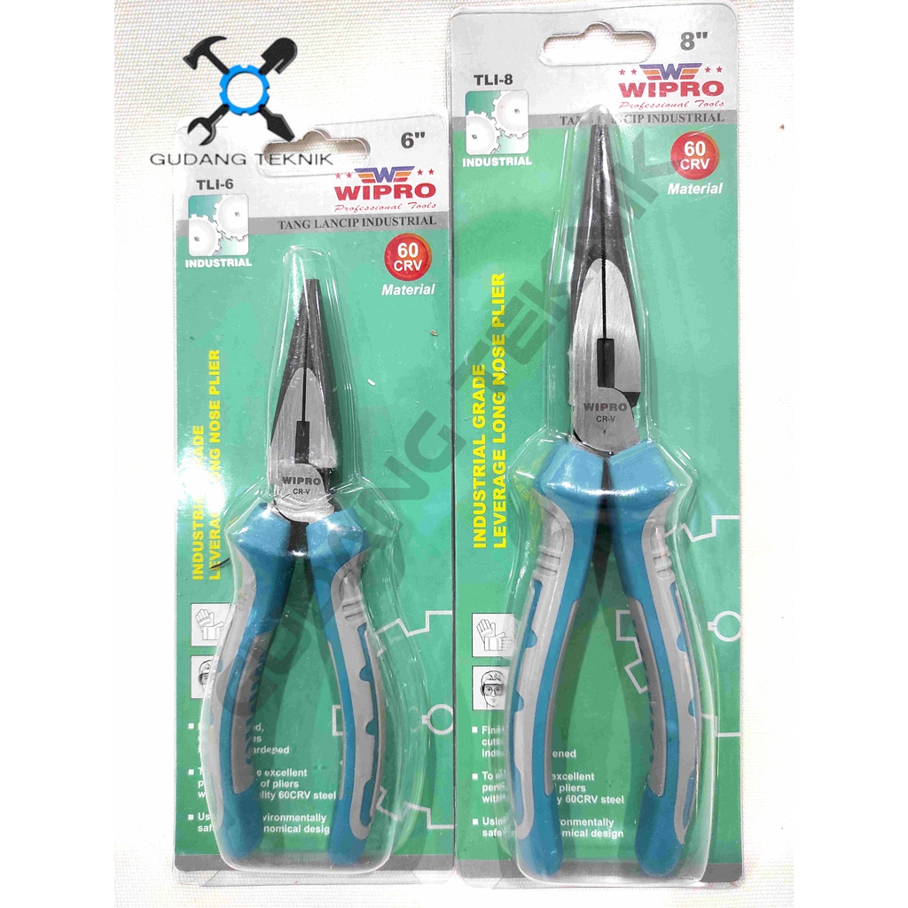 Tang Lancip 5&quot; 6&quot; 7&quot; 8&quot; WIPRO / Tang Jepit Lancip 5 6 7 8 Inch Gagang Karet - Long Nose Pliers WIPRO