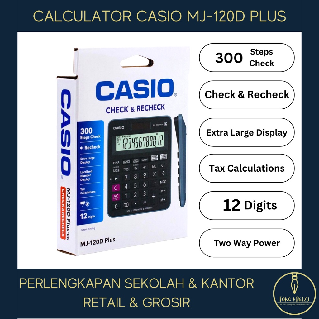 Calculator / Kalkulator Merk Casio MJ-120D PLUS Extra Large Display