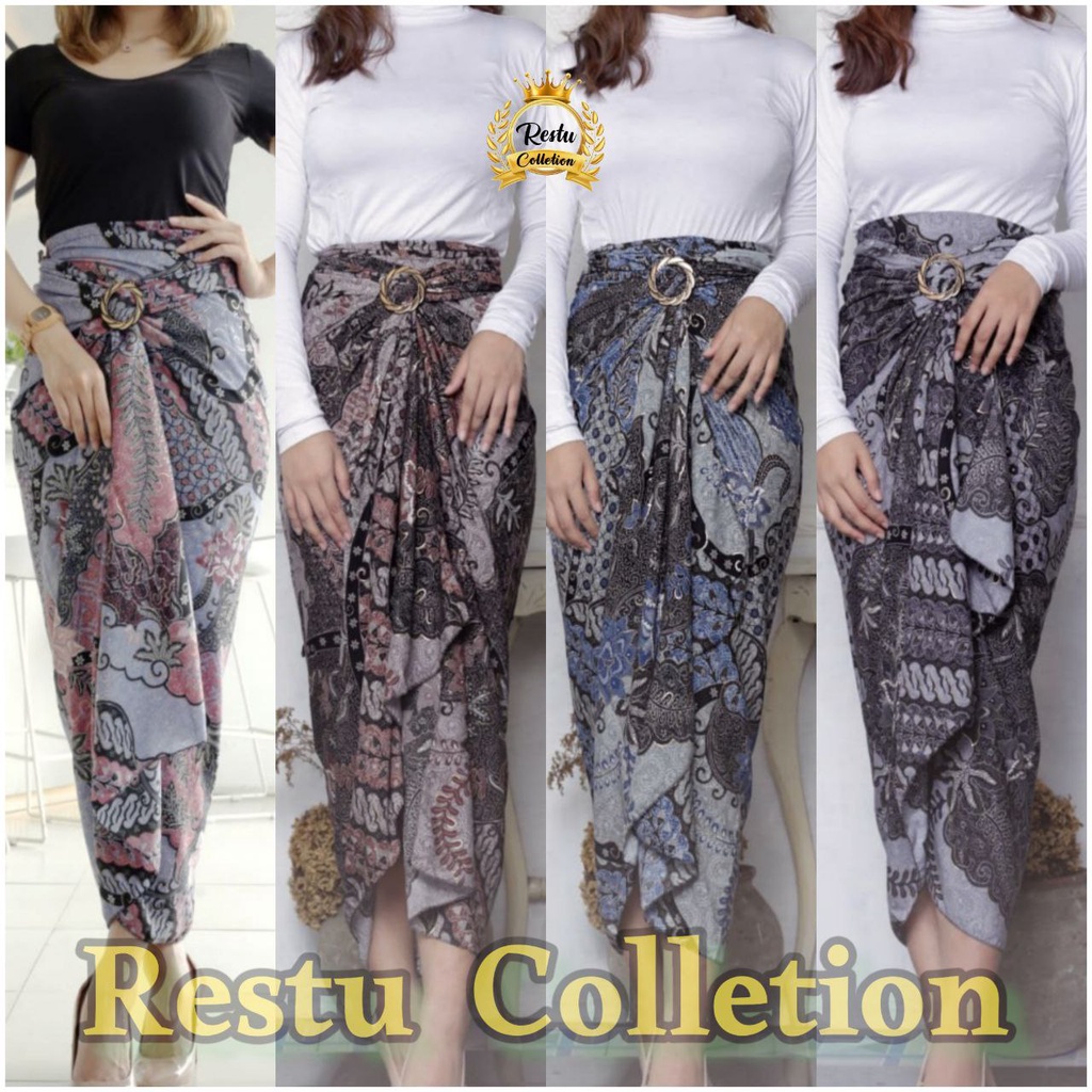 COD Rok Lilit Warp Skirt Motif Lili Gold Batik Bawahan Kebaya Wisuda Kondangan Nikahan Tunangan Perpisahan Wanita Premium Bahan Kain Sutra HQ Jumbo