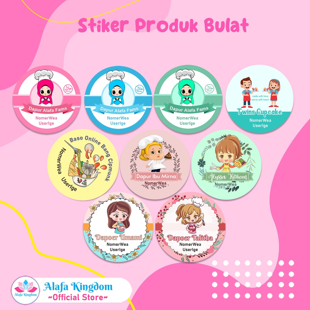 

Alafakingdom 037-045 Stiker Produk Bulat | Stiker Kemasan Produk | Stiker Toples Kue Kering
