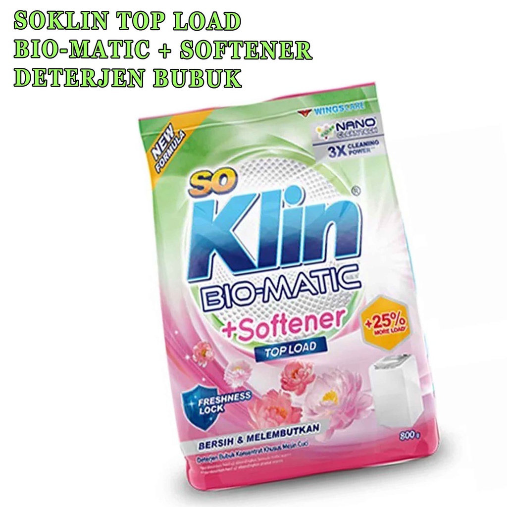 Top Load* So Klin Softergent* Deterjen Bubuk* 800g