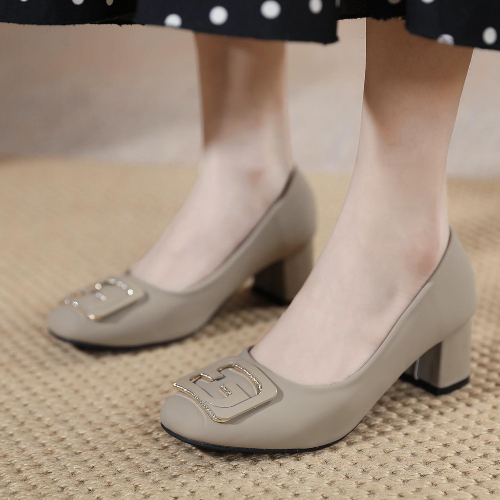 GSW Sepatu kerja wanita hak tahu heels chuncky ( C2023 ) heels wanita import