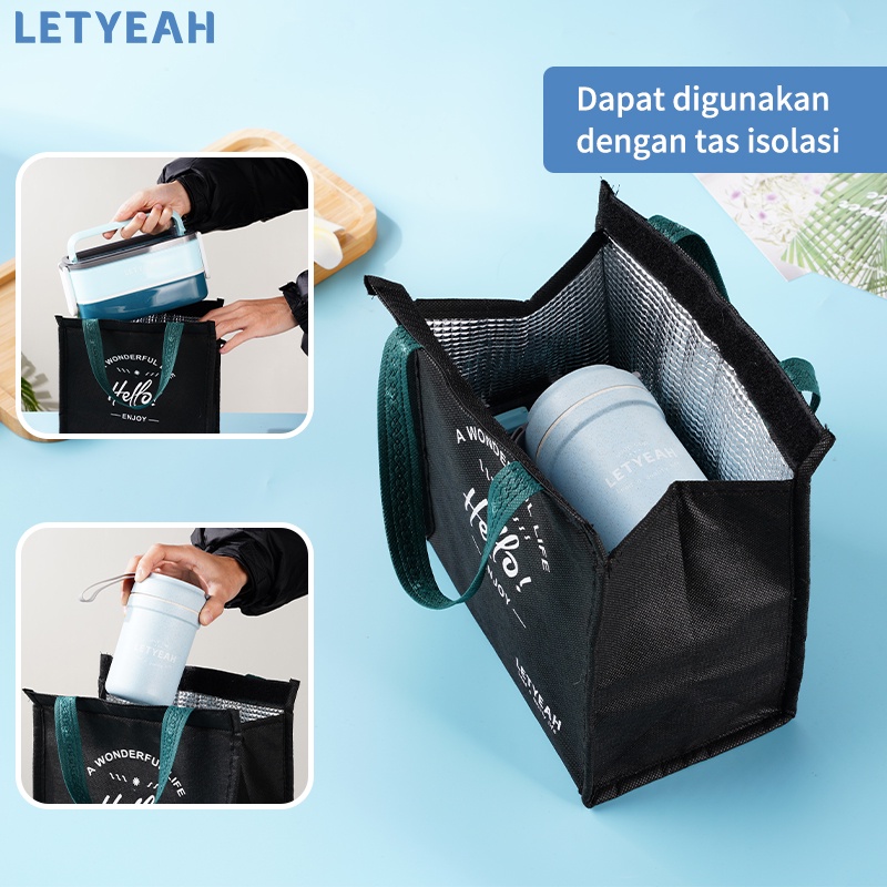 letyeah kotak makan anti tumpah/ lunch box 1600ml dan cangkir sup tahan panas /lunch box set/tempat bekal makan