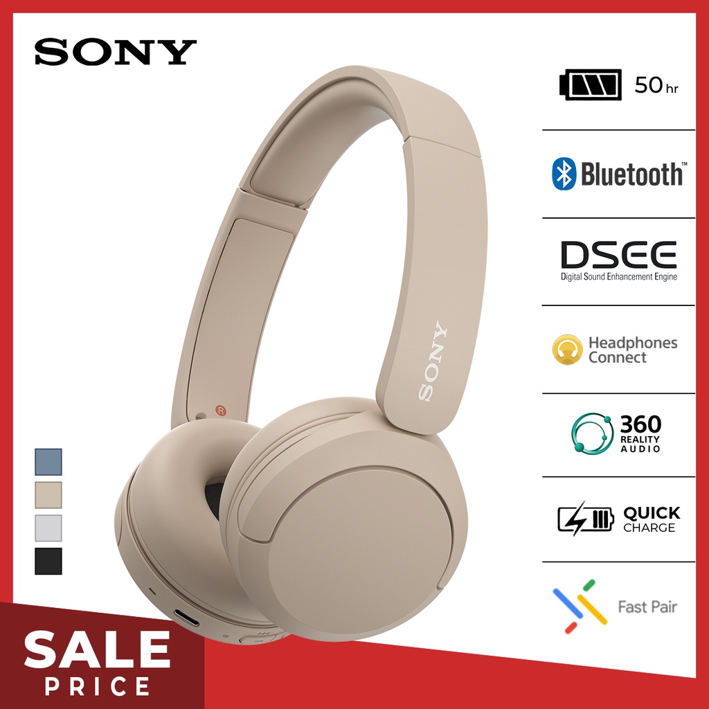 Sony Headphone Nirkabel WH-CH520 - Beige