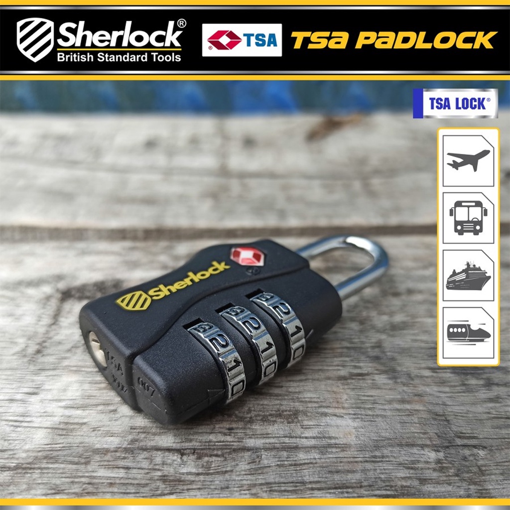 Gembok TSA Travel Sherlock Gembok Koper Kombinasi 3 Digit ABS Body (ORI TSA)