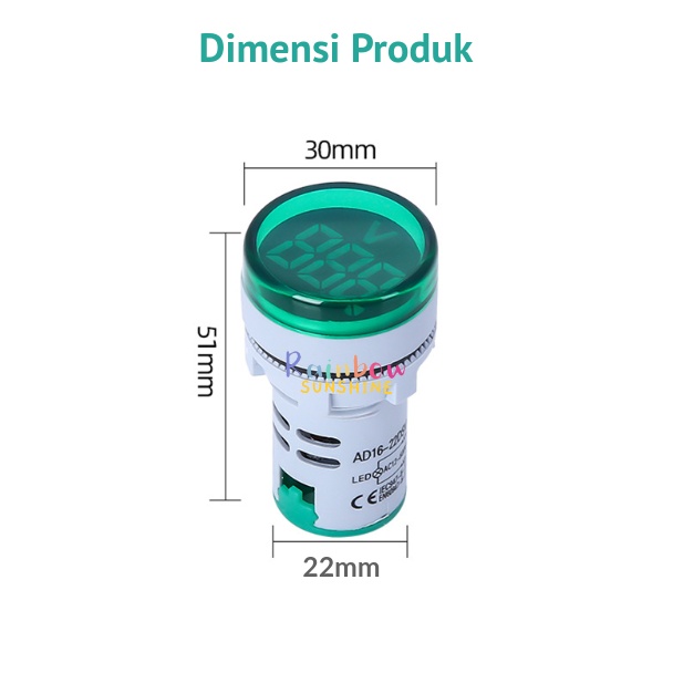 Pilot Lamp Digital Indikator Voltmeter Cover AD16-22DSV