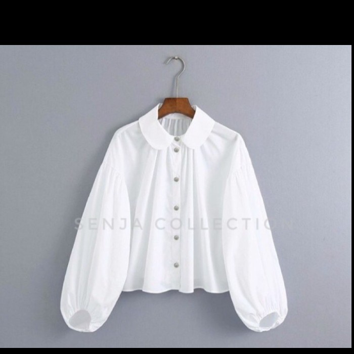 PROMO BAJU KEMEJA BLOUSE ATASAN WANITA PUTIH LENGAN BALON - CROPTOP BALON TERBARU ELEGAN TERLARIS KE